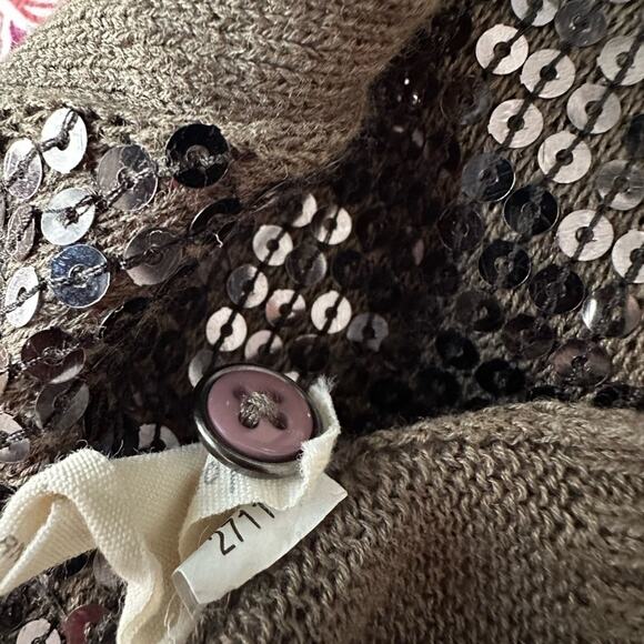 Vintage Fossil Olive Green Vest Button Up Sequin Festival Boho Indie Summer Fall - Picture 8 of 8